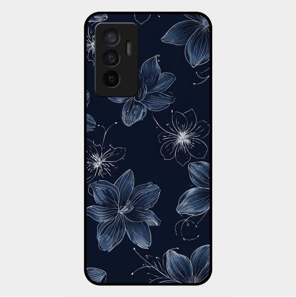 Blue Blossom Kindle Glass Phone Cover For Vivo Y75 4G