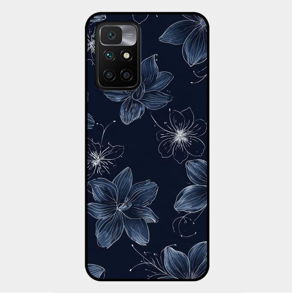 Blue Blossom Kindle Glass Phone Cover For Xiaomi Redmi 10 Prime
