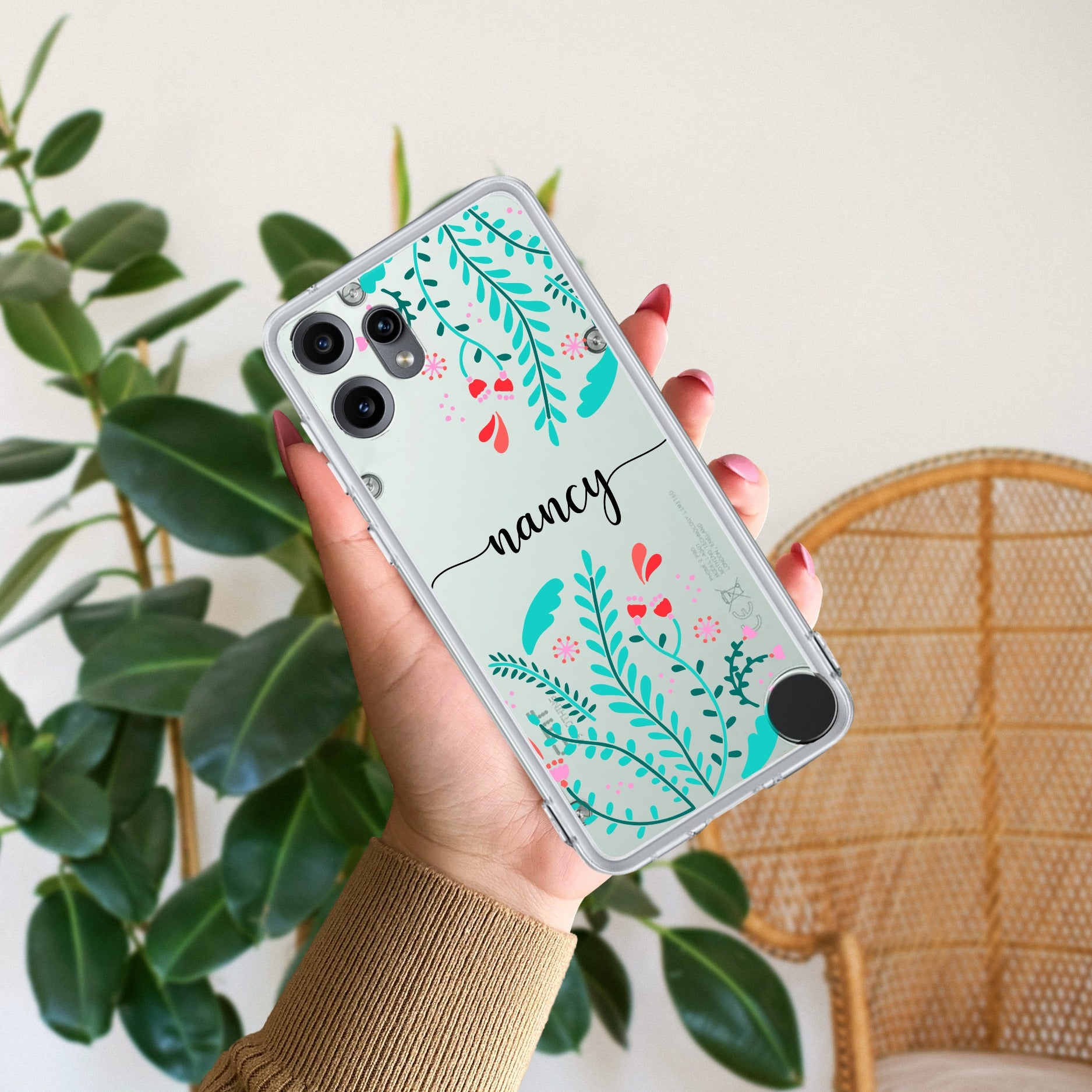 Blue Floral Customize Anti Yellow Case For CMF by Nothing Phone 2 Pro