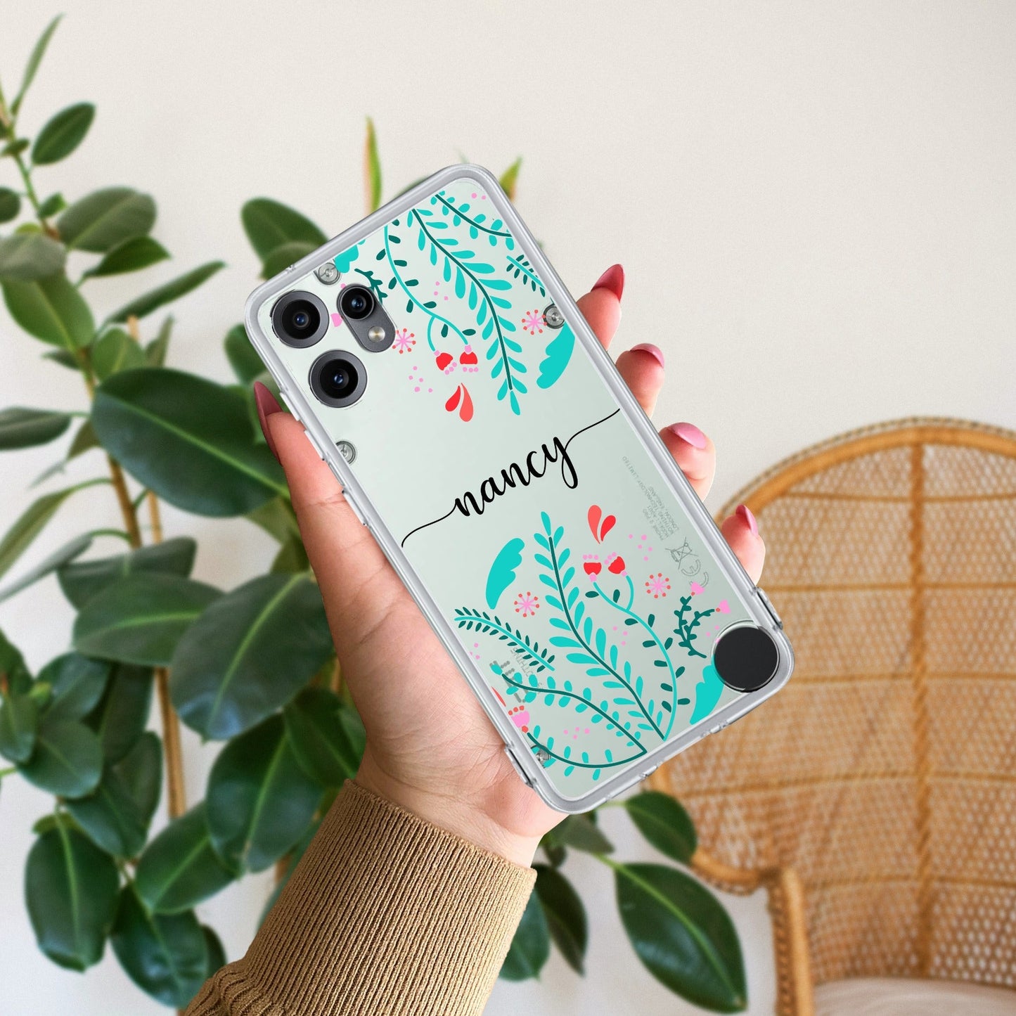 Blue Floral Customize Transparent Silicon Case For Nothing