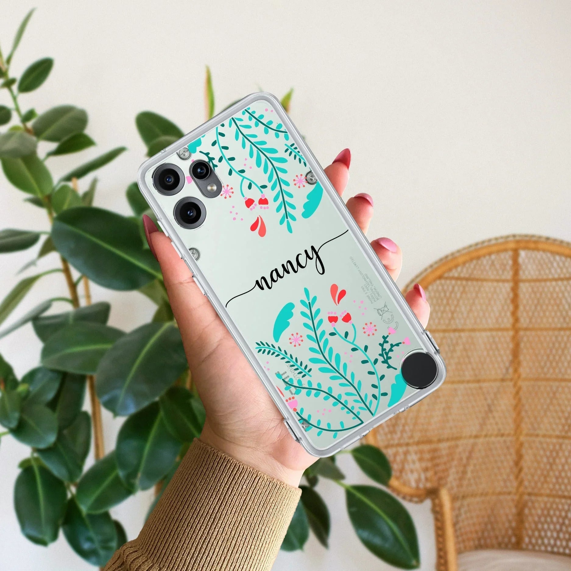 Blue Floral Customize Transparent Silicon Case For Nothing - ShopOnCliQ