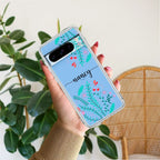 Blue Floral Customize Transparent Silicon Case For Google Pixel 8 Pro 5G