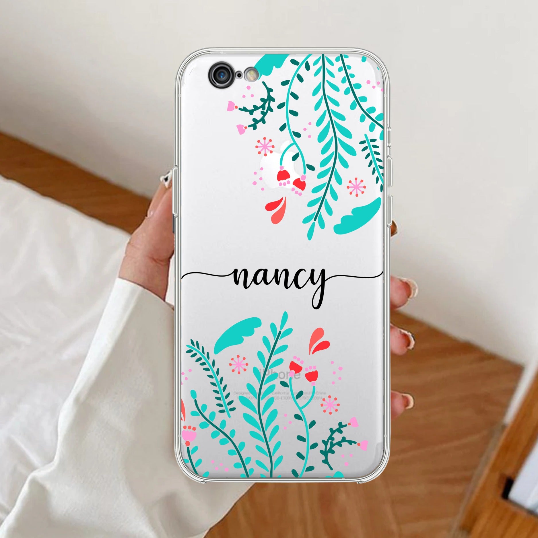 Blue Floral Customize Transparent Silicon Case For iPhone 7 / iPhone 8 / iPhone Se 2020