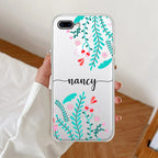 Blue Floral Customize Anti Yellow Clear Case For iPhone 7 Plus / iPhone 8 Plus