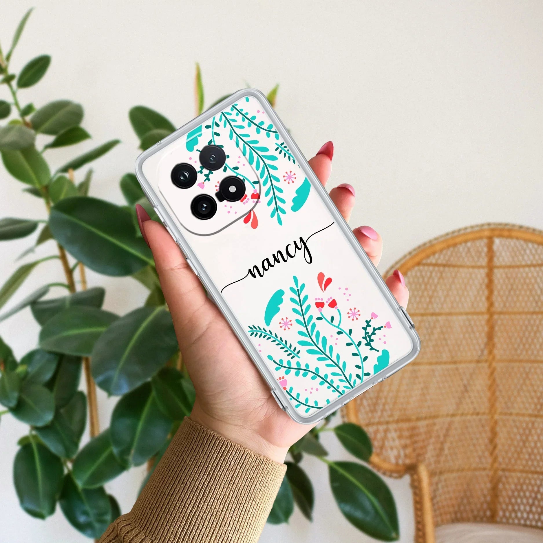 Blue Floral Customize Transparent Silicon Case For iQOO 15 5G