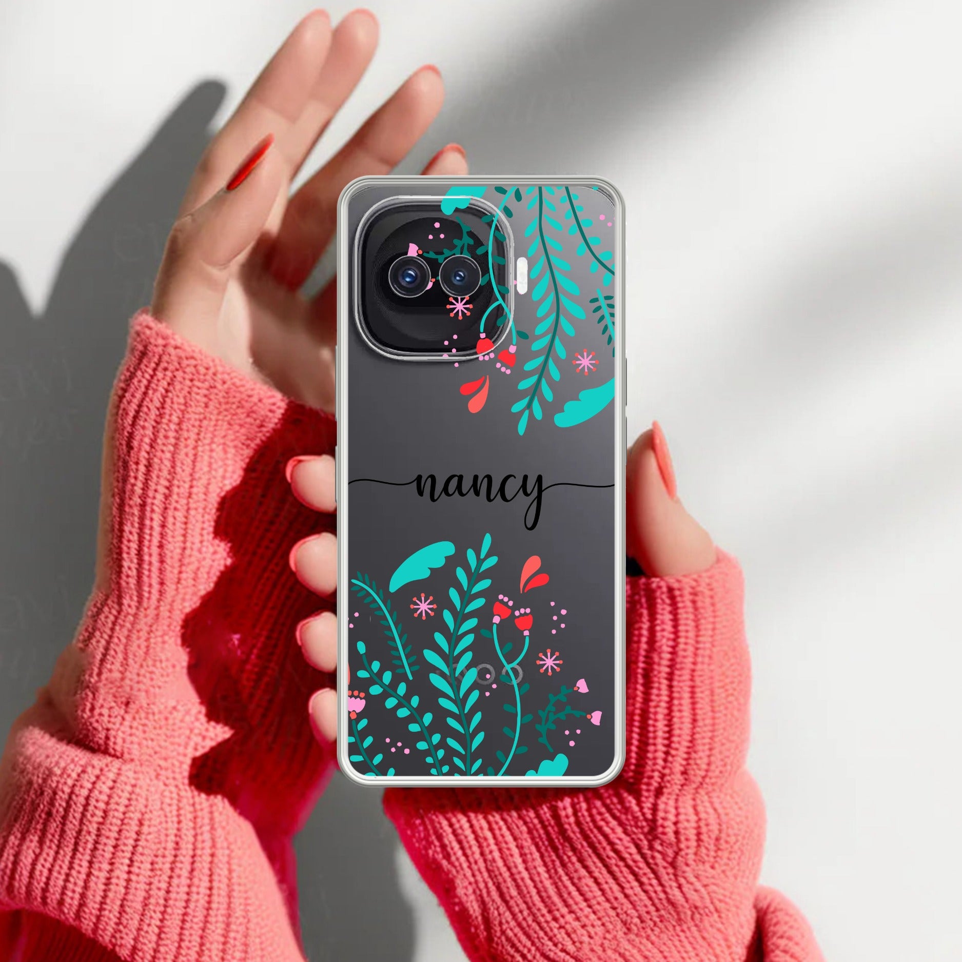 Blue Floral Customize Transparent Silicon Case For iQOO