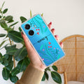 Blue Floral Customize Transparent Silicon Case For Vivo T1 44W