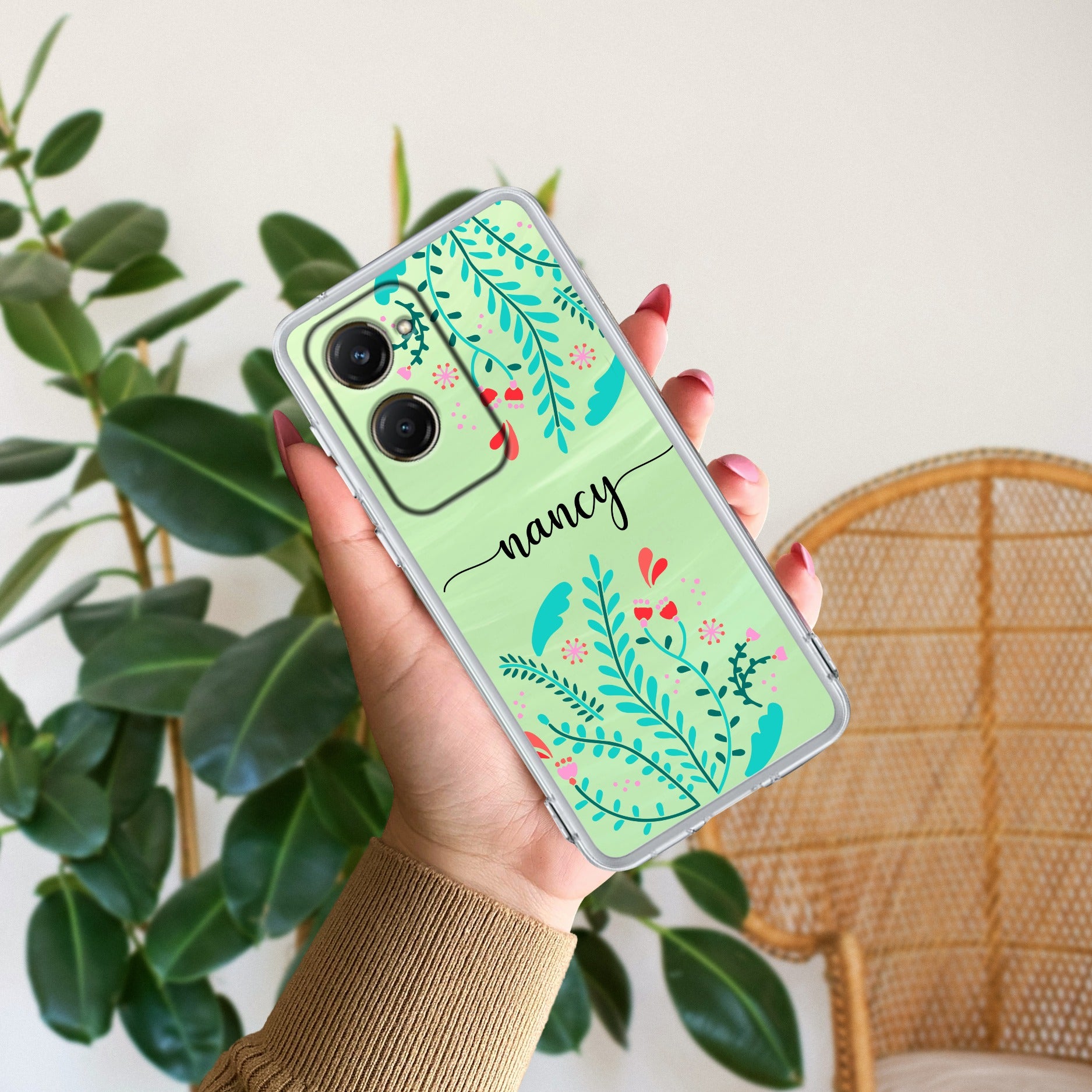Blue Floral Customize Transparent Silicon Case For Vivo T3 Lite 5G