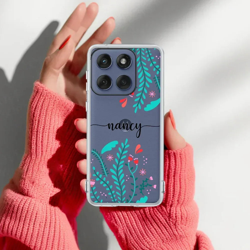 Blue Floral Customize Anti Yellow Case For Motorola Edge 60 Pro 5G