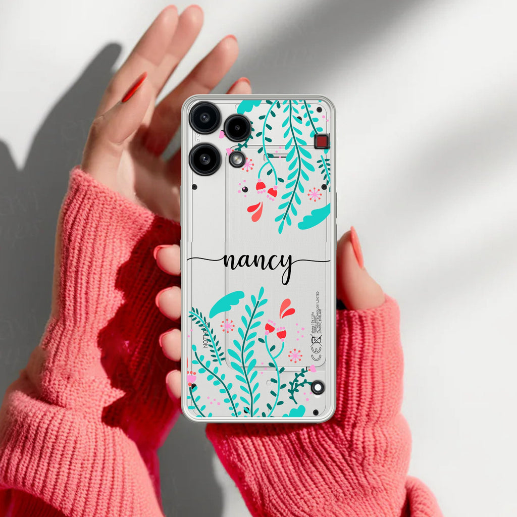 Blue Floral Customize Anti Yellow Case For Nothing Phone 3a Lite 5G