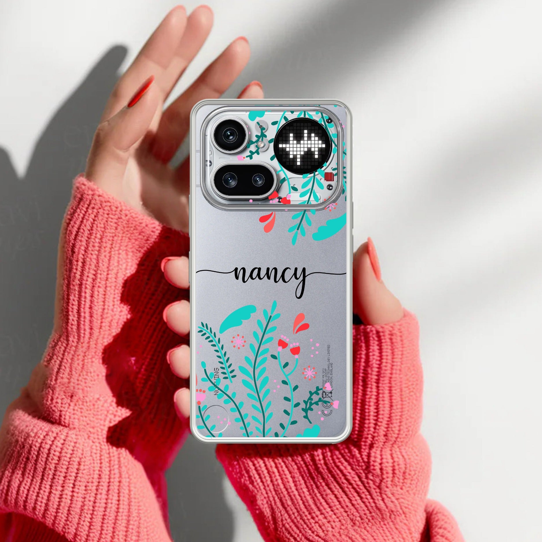 Blue Floral Customize Transparent Silicon Case For Nothing Phone 4A Pro 5G