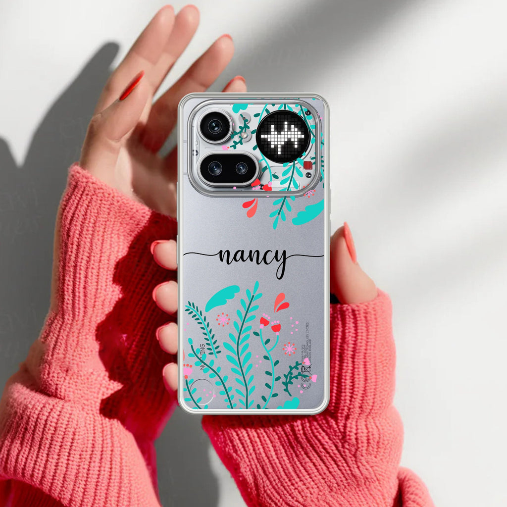 Blue Floral Customize Anti Yellow Case For Nothing Phone 4A Pro 5G