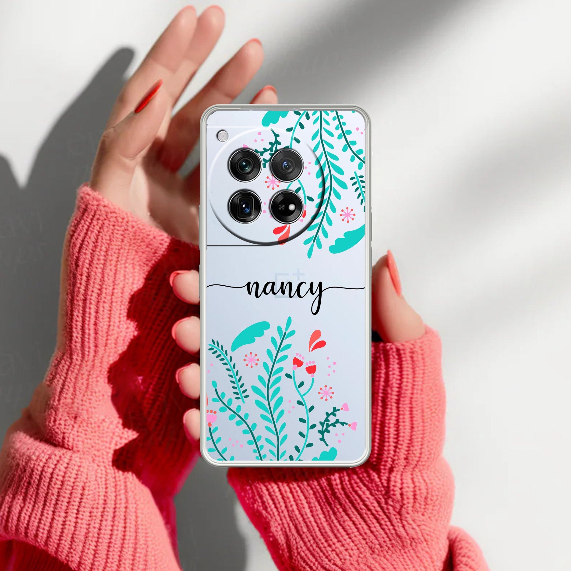 Blue Floral Customize Transparent Silicon Case For OnePlus