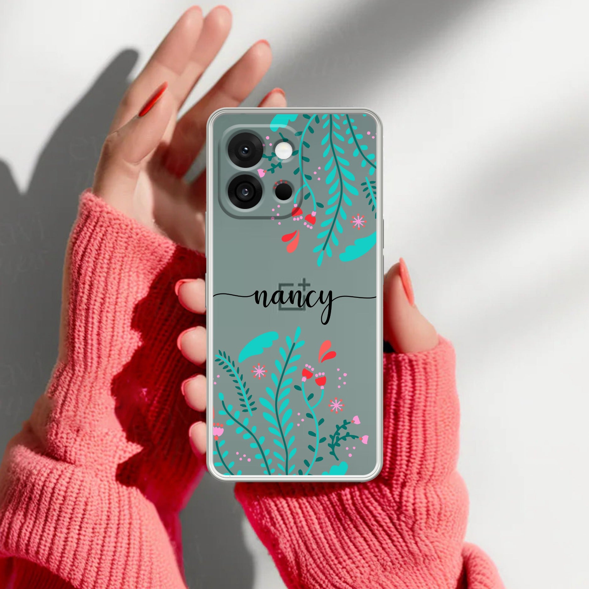 Blue Floral Customize Anti Yellow Case For OnePlus 13s 5G