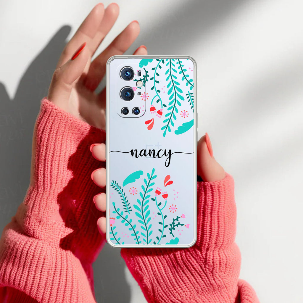 Blue Floral Customize Anti Yellow Case For OnePlus 9 Pro