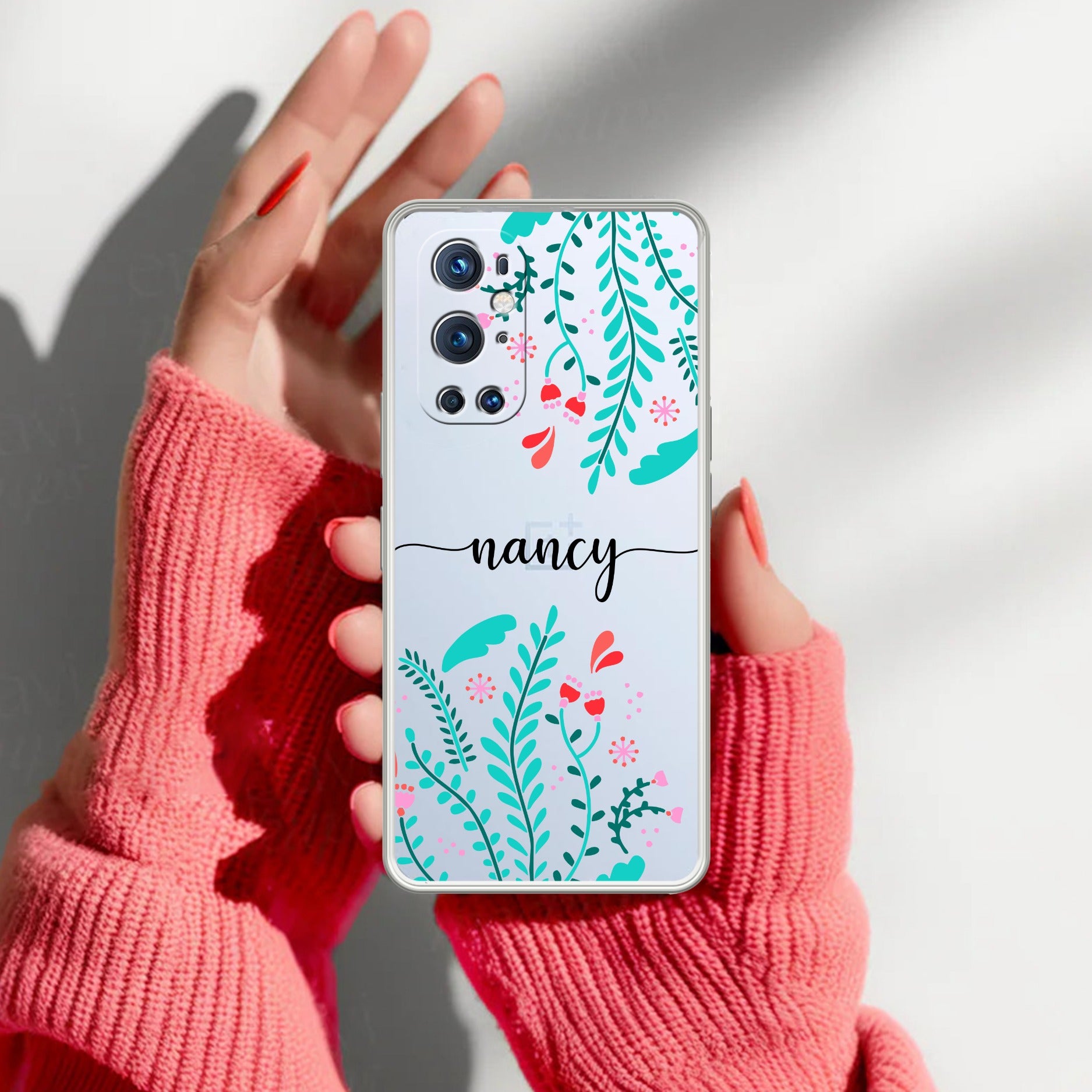 Blue Floral Customize Transparent Silicon Case For OnePlus