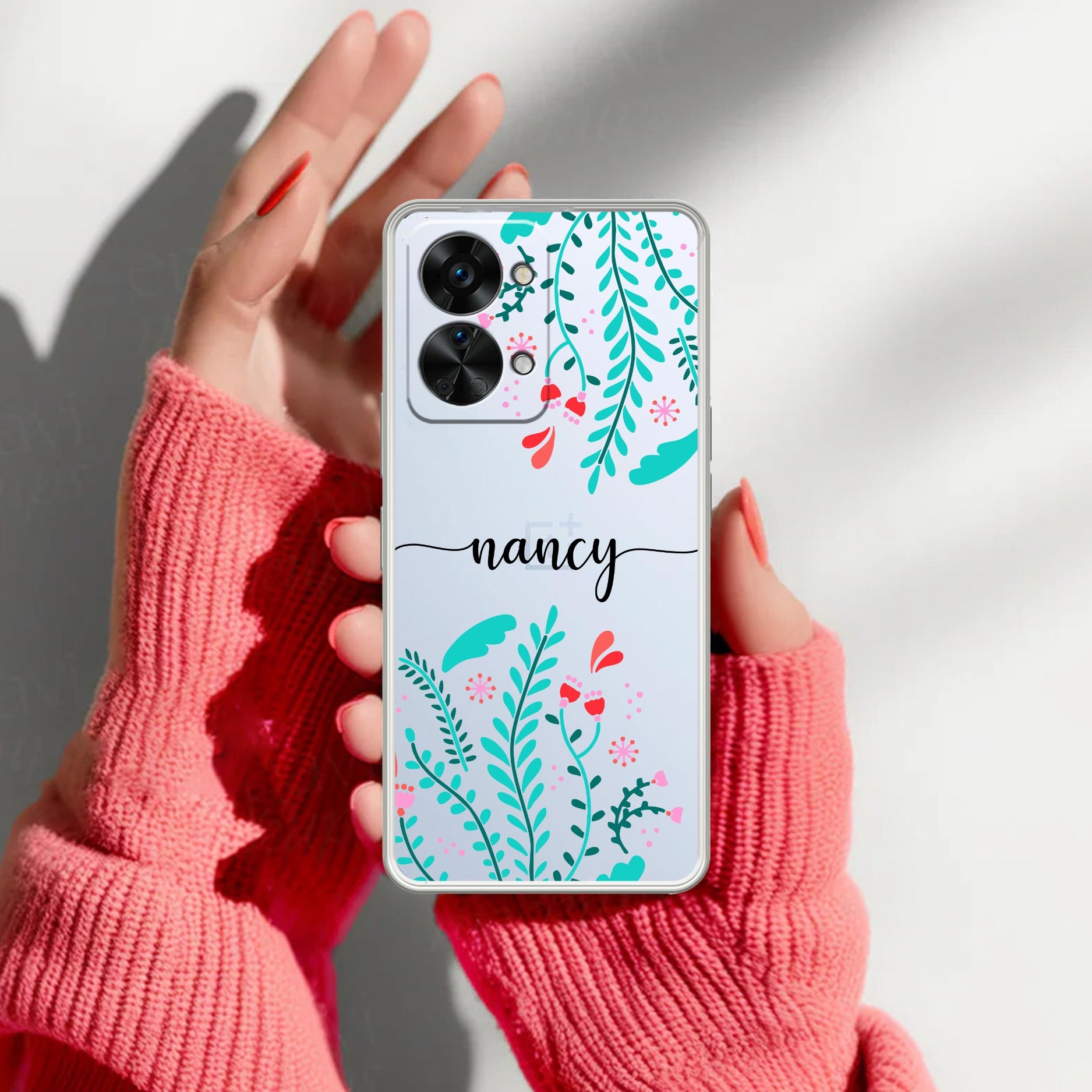 Blue Floral Customize Transparent Silicon Case For OnePlus