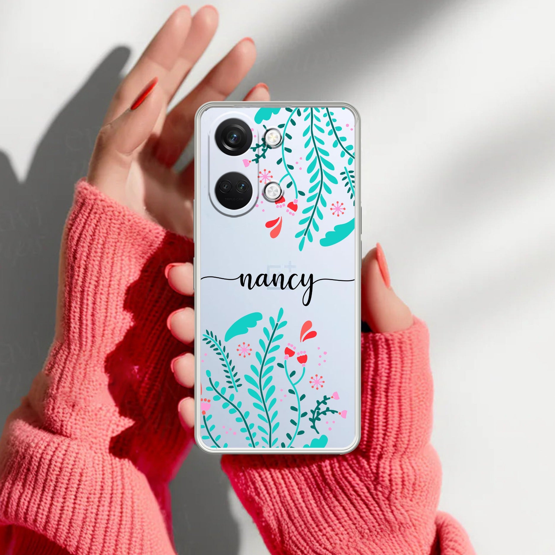Blue Floral Customize Transparent Silicon Case For OnePlus