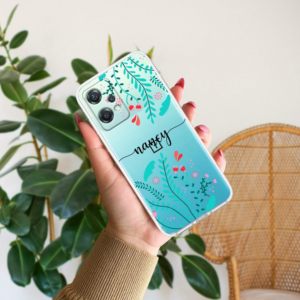 Blue Floral Customize Transparent Silicon Case For OnePlus Nord CE 2 Lite