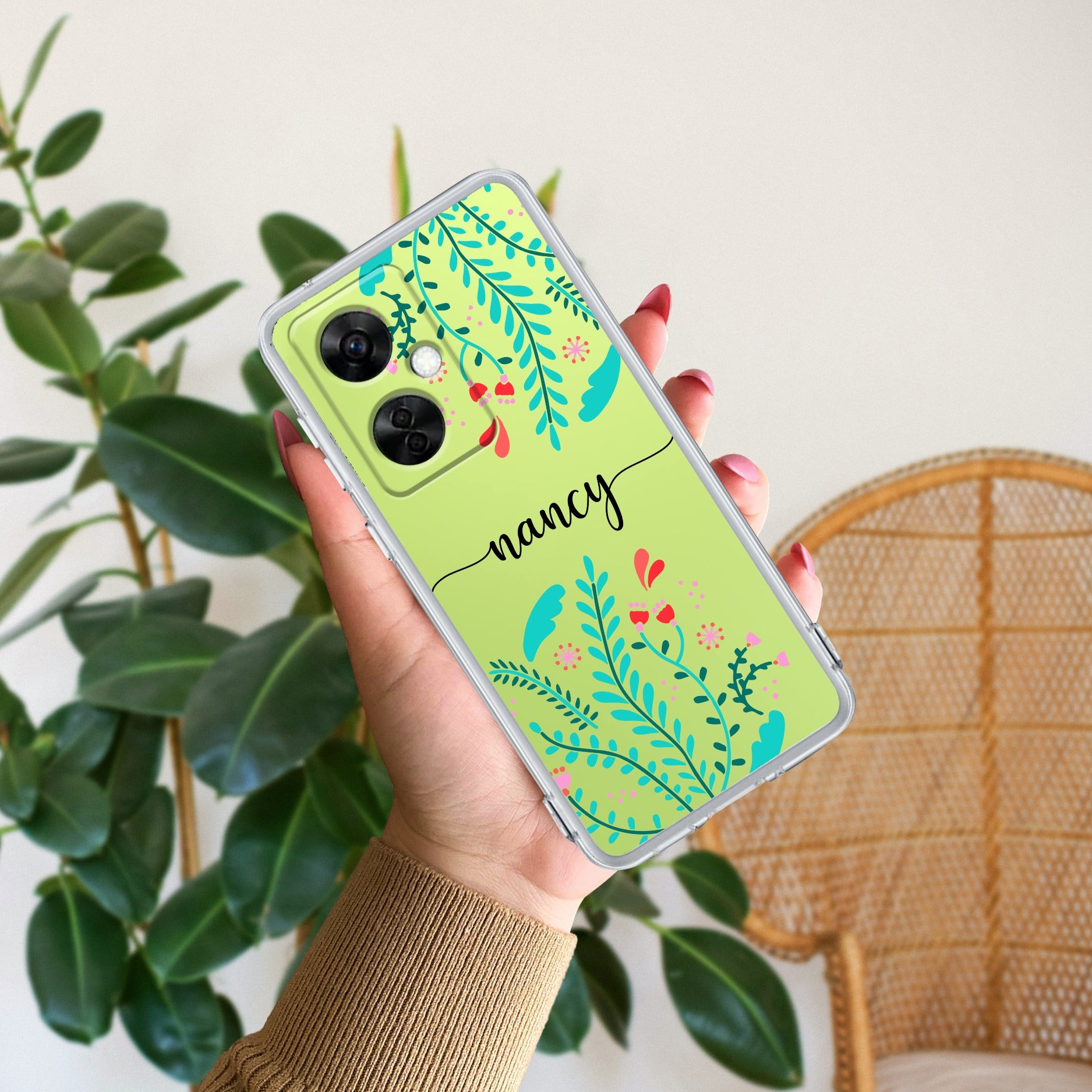 Blue Floral Customize Transparent Silicon Case For OnePlus Nord CE 3 Lite 5G