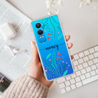 Blue Floral Customize Transparent Silicon Case For OnePlus Nord CE 4 Lite 5G