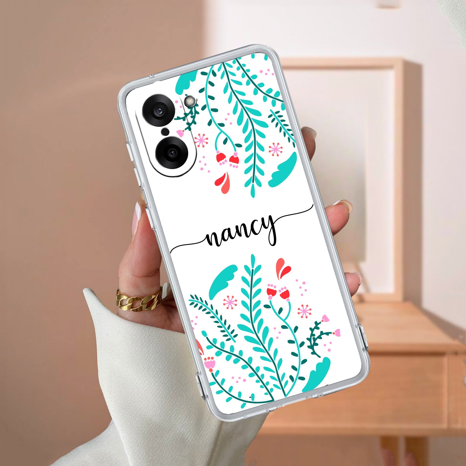 Blue Floral Customize Transparent Silicon Case For OnePlus