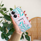 Blue Floral Customize Anti Yellow Case For Oppo F25 Pro 5G
