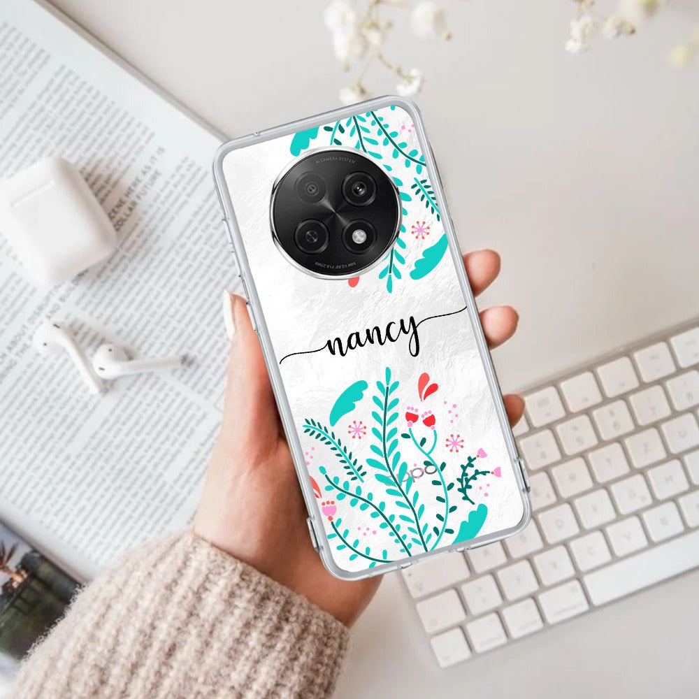 Blue Floral Customize Transparent Silicon Case For Oppo