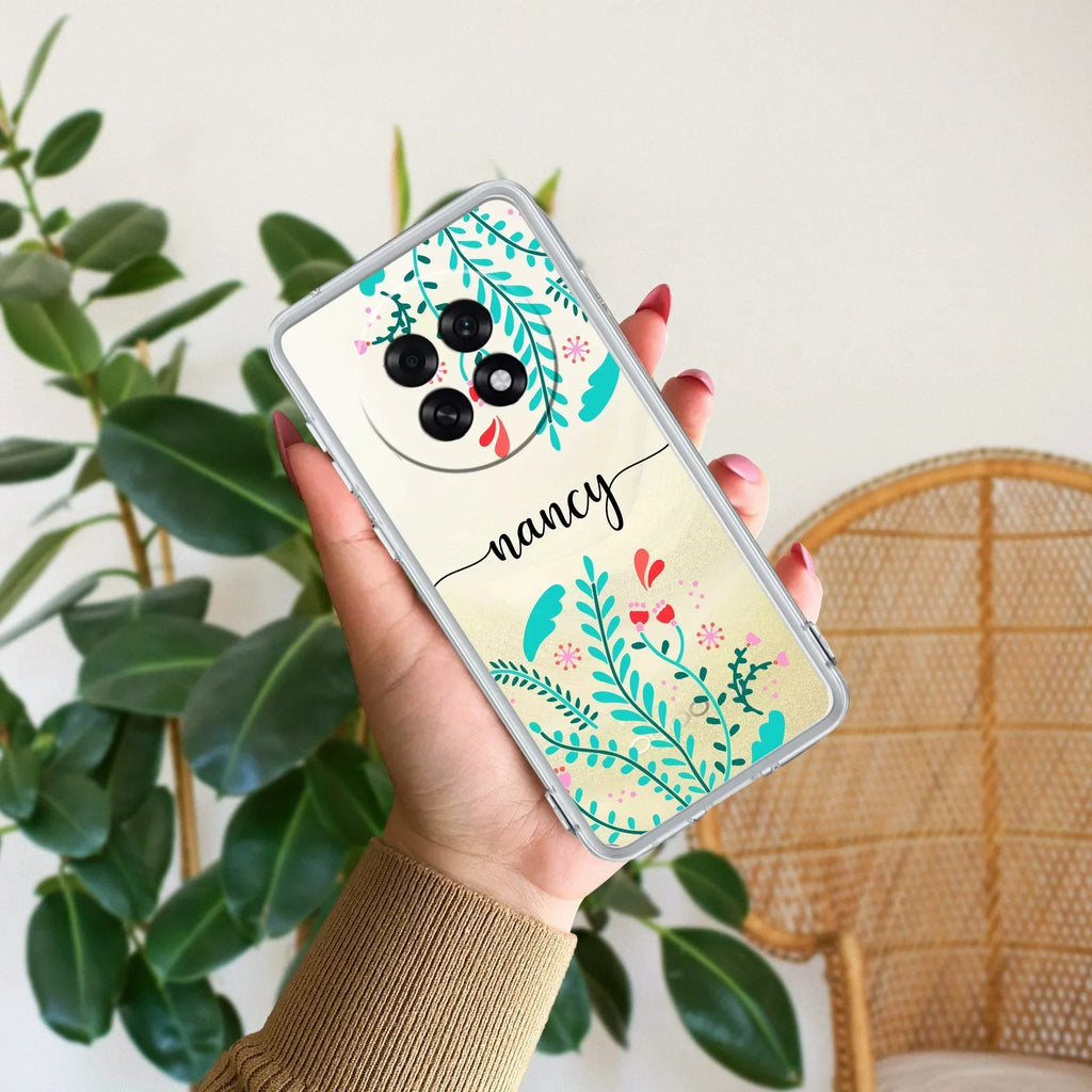 Blue Floral Customize Anti Yellow Case For Oppo F31 Pro Plus 5G