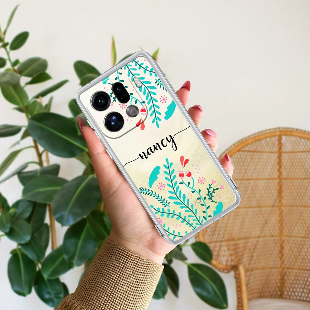 Blue Floral Customize Anti Yellow Case For Oppo Find X9 Pro 5G