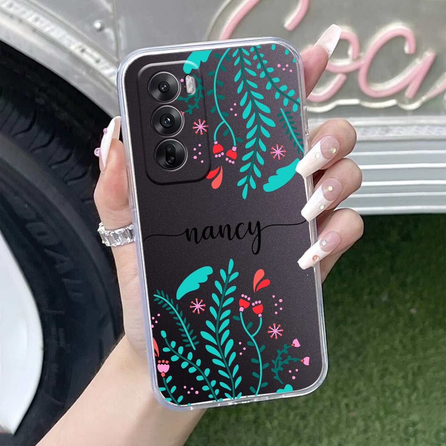 Blue Floral Customize Transparent Silicon Case For Oppo