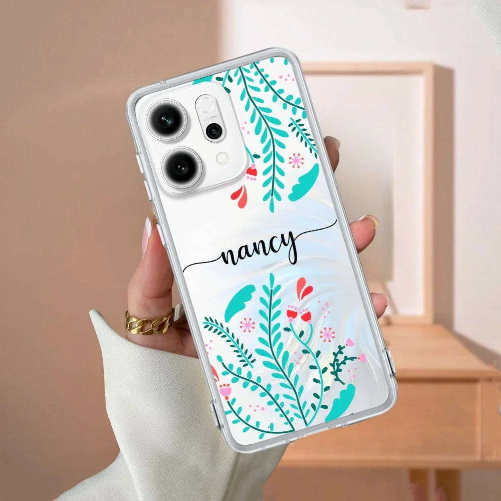 Blue Floral Customize Anti Yellow Case For OPPO Reno 14 Pro 5G