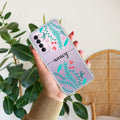 Blue Floral Customize Anti Yellow Case For Oppo Reno 4 Pro