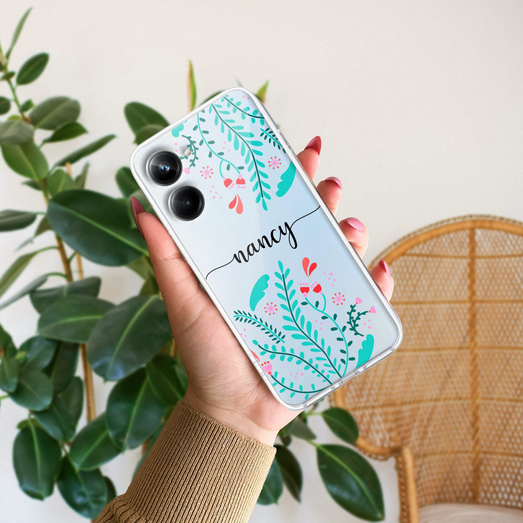 Blue Floral Customize Anti Yelllow Case For Realme 10 Pro 5G
