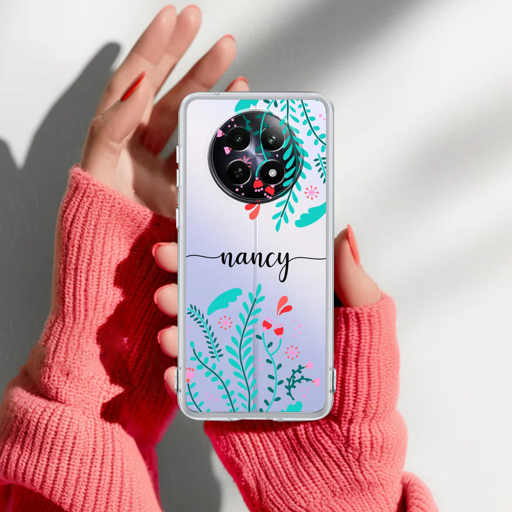 Blue Floral Customize Transparent Silicon Case For Realme P3x 5G