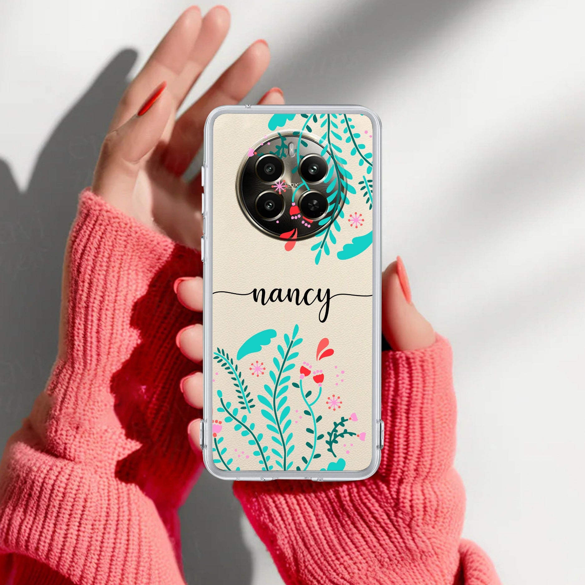 Blue Floral Customize Anti Yelllow Case For Realme P1 Pro 5G