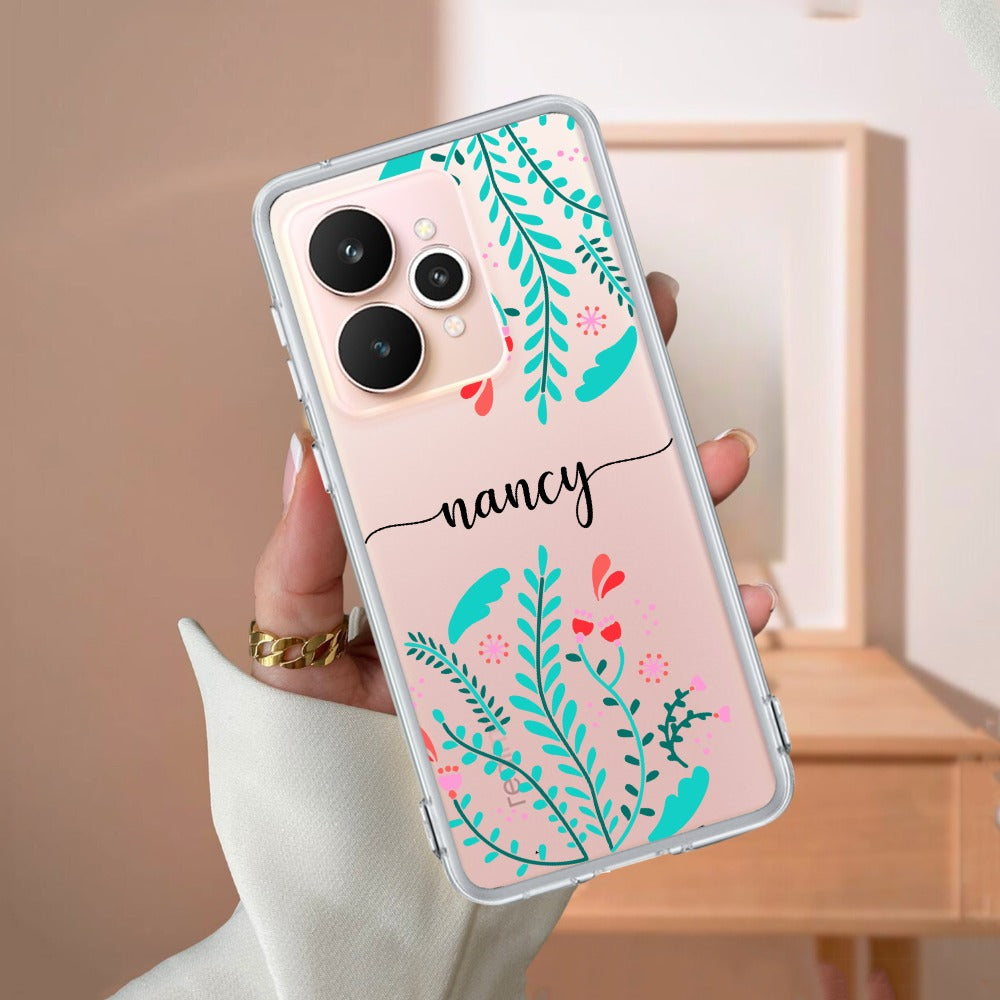 Blue Floral Customize Transparent Silicon Case For Realme/Narzo