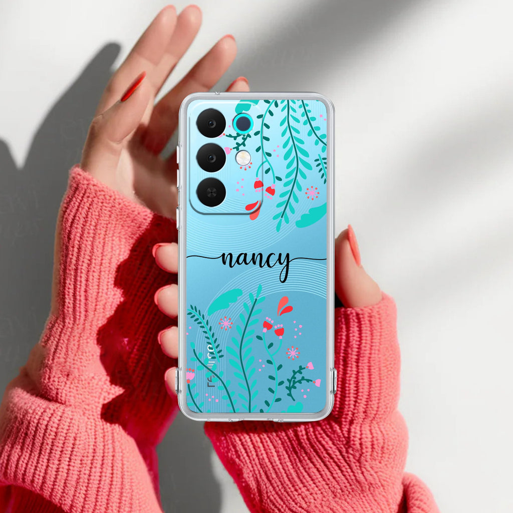 Blue Floral Customize Anti Yelllow Case For Realme 15X 5G