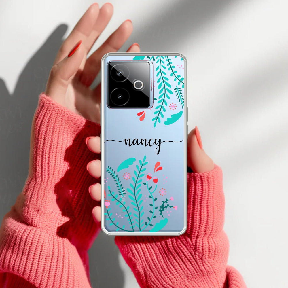 Blue Floral Customize Transparent Silicon Case For Realme/Narzo