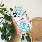 Blue Floral Customize Transparent Silicon Case For Redmi 13C 5G