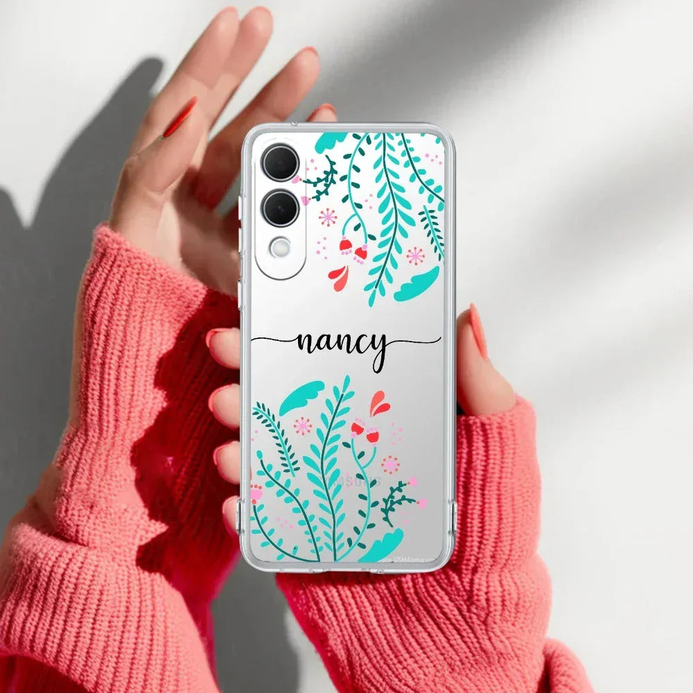 Blue Floral Customize Transparent Silicon Case For Samsung Galaxy S23 FE 5G