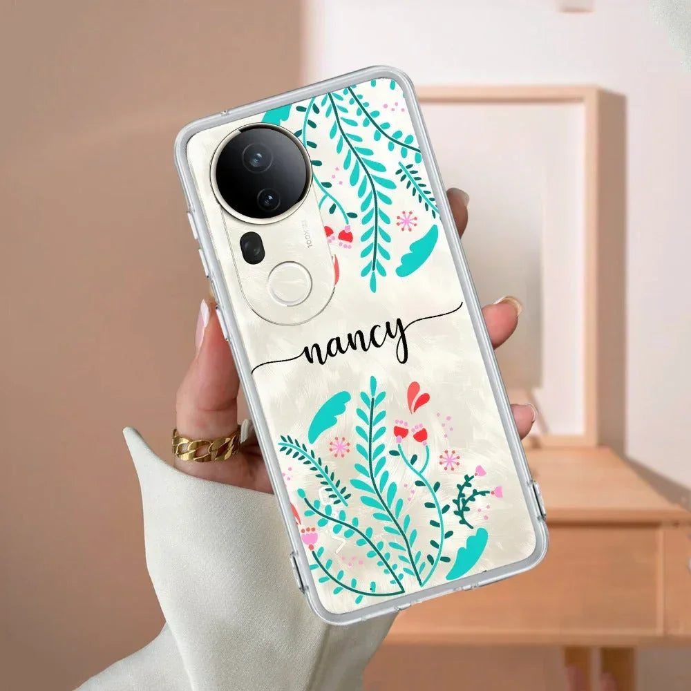 Blue Floral Customize Transparent Silicon Case For Vivo V20 SE
