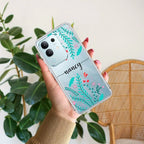 Blue Floral Customize Transparent Silicon Case For Vivo V21e 5G