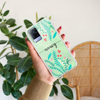 Blue Floral Customize Transparent Silicon Case For Vivo V21 5G