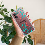 Blue Floral Customize Transparent Silicon Case For Vivo V29 5G