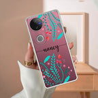 Blue Floral Customize Transparent Silicon Case For Vivo V40 Pro 5G
