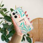 Blue Floral Customize Transparent Silicon Case For Vivo V60 5G
