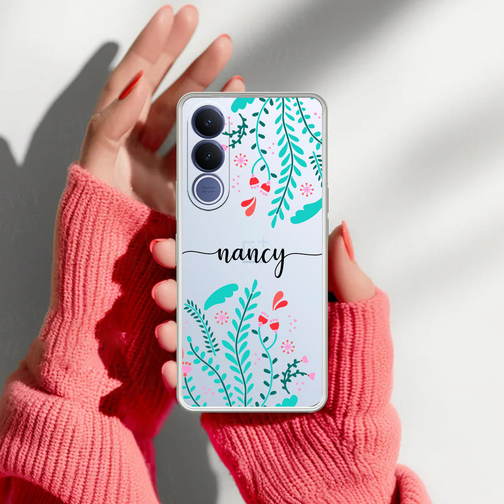 Blue Floral Customize Anti Yellow Case For Vivo V70 FE 5G
