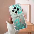 Blue Floral Customize Transparent Silicon Case For Vivo X200 5G
