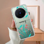 Blue Floral Customize Transparent Silicon Case For Vivo Y200 5G